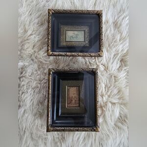 Antique Baxter framed needle box miniature prints extraordinarily framed